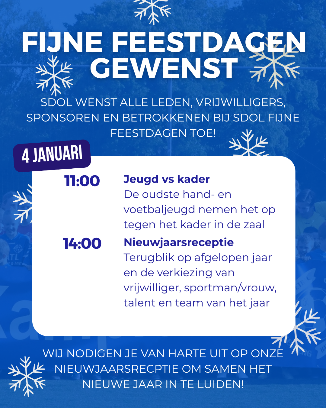Fijne feestdagen en uitnodiging nieuwjaarsreceptie