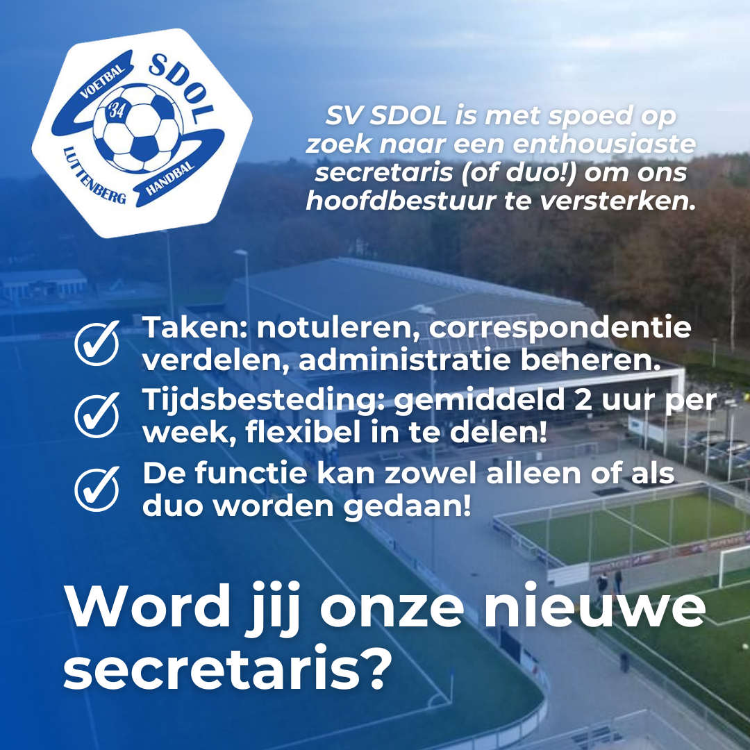 Dringend! Help jij mee om onze vereniging draaiende te houden? Vacature secretaris (eventueel in duo).